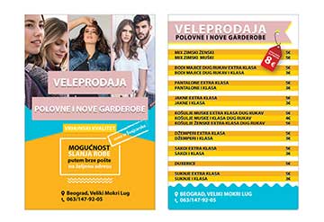 Izrada flajera za veleprodaju garderobe u Velikom Mokrom Lugu